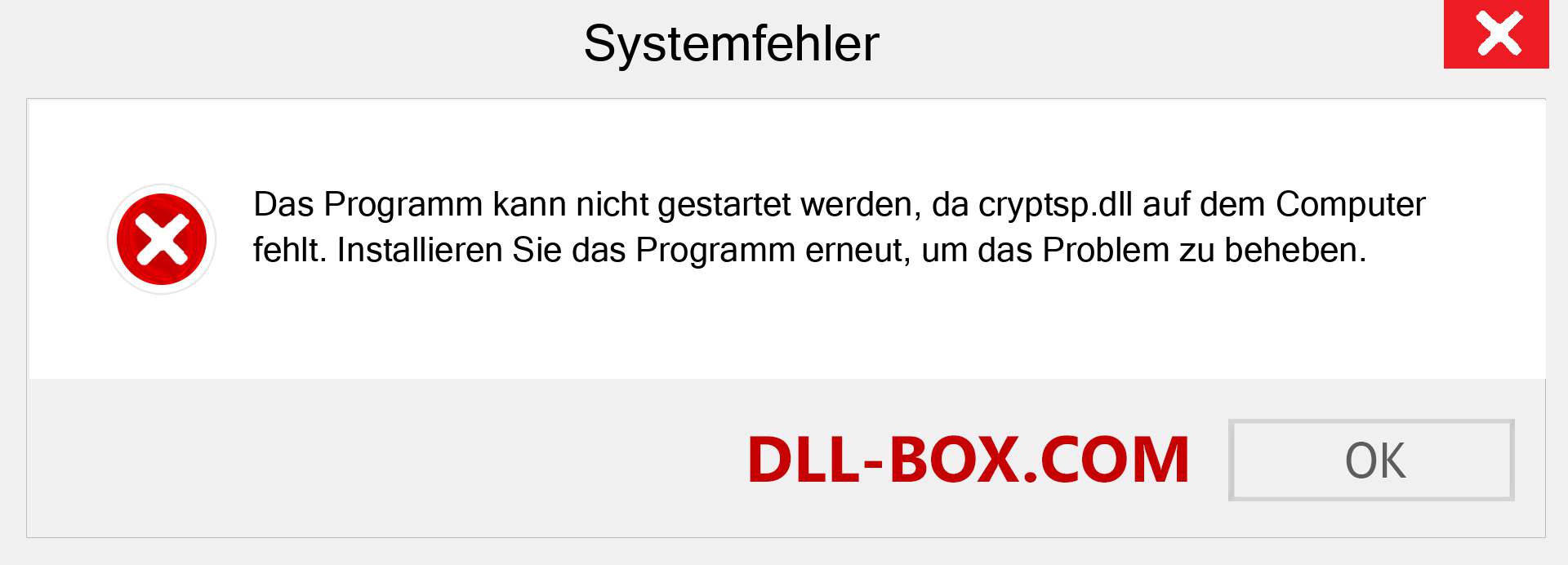 cryptsp.dll-Datei fehlt?. Download für Windows 7, 8, 10 - Fix cryptsp dll Missing Error unter Windows, Fotos, Bildern