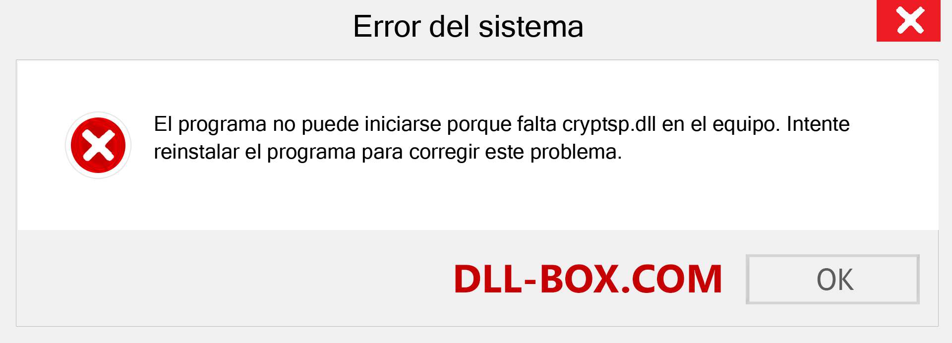 ¿Falta el archivo cryptsp.dll ?. Descargar para Windows 7, 8, 10 - Corregir cryptsp dll Missing Error en Windows, fotos, imágenes