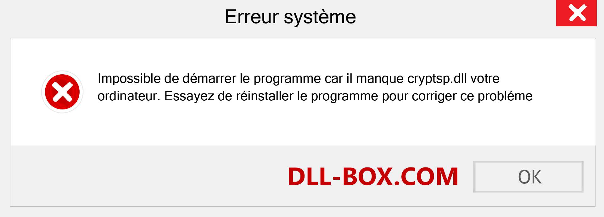 Le fichier cryptsp.dll est manquant ?. Télécharger pour Windows 7, 8, 10 - Correction de l'erreur manquante cryptsp dll sur Windows, photos, images