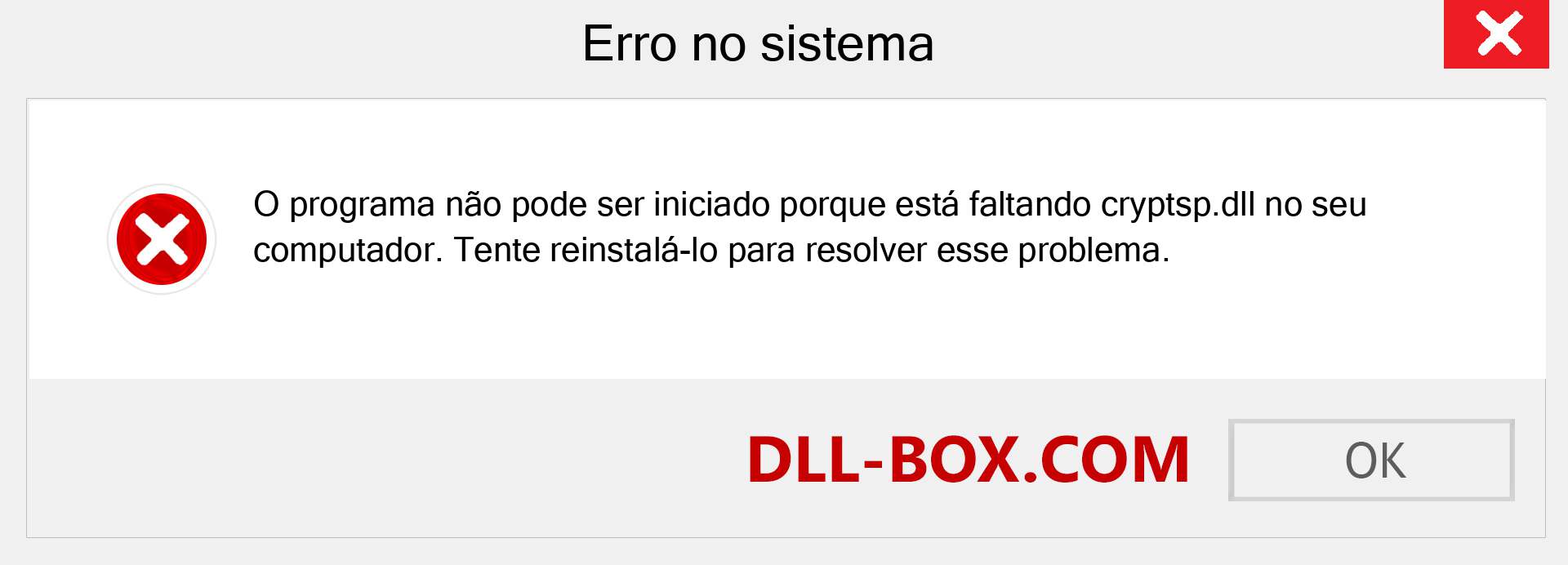 Arquivo cryptsp.dll ausente ?. Download para Windows 7, 8, 10 - Correção de erro ausente cryptsp dll no Windows, fotos, imagens